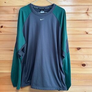 Nike BSBL Center Swoosh Therma-Fit Crewneck Sweatshirt Grey Forest Green XXL